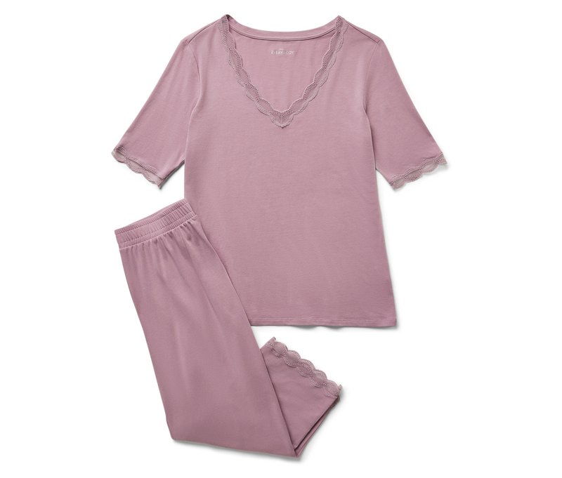 Tchibo - Pyjama-Set mit Spitze - Damen - Gr. M - rosa