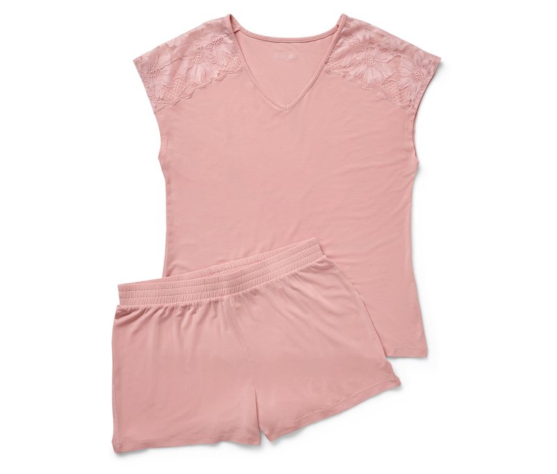 Tchibo - Shorty-Pyjama-Set - Damen - Gr. L - rosé
