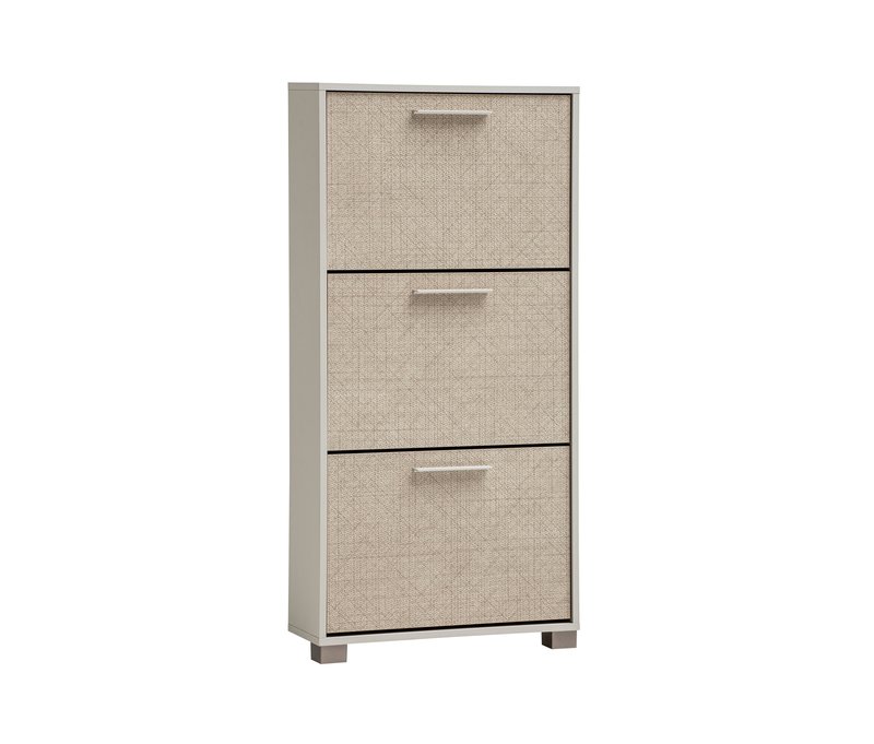 Tchibo - Schuhschrank »Edno« cremebeige mit Canasta-Dekor - 59,8x19,5x124cm - beige - Holz / Kunststoff / Metall