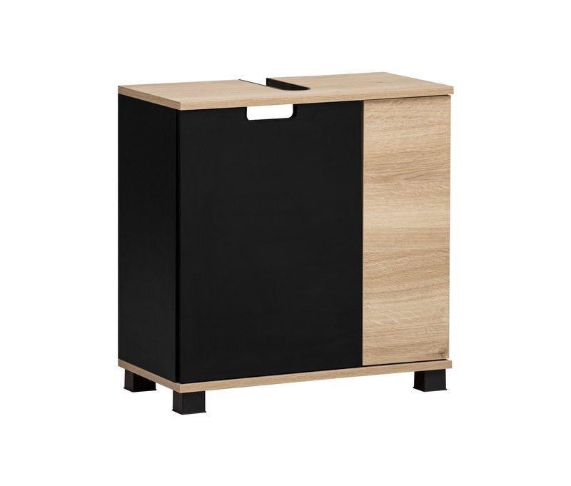 Tchibo - Waschbeckenunterschrank »Emmik« - 60x32,5x62,5cm - schwarz - Holz / Kunststoff / Metall