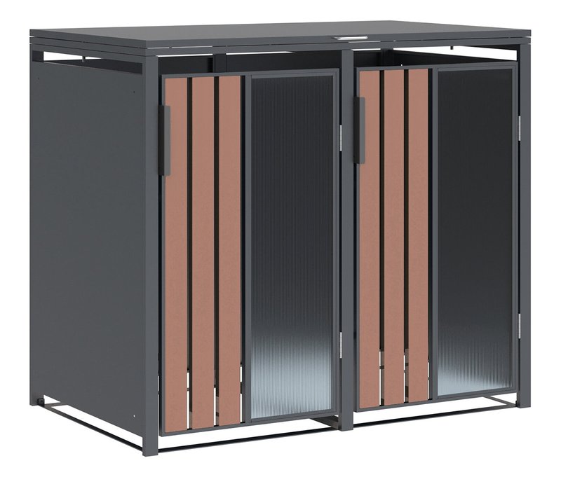 Tchibo - Mülltonnenbox - 132x80x116cm - anthrazit - Stahl / Acryl / Holz