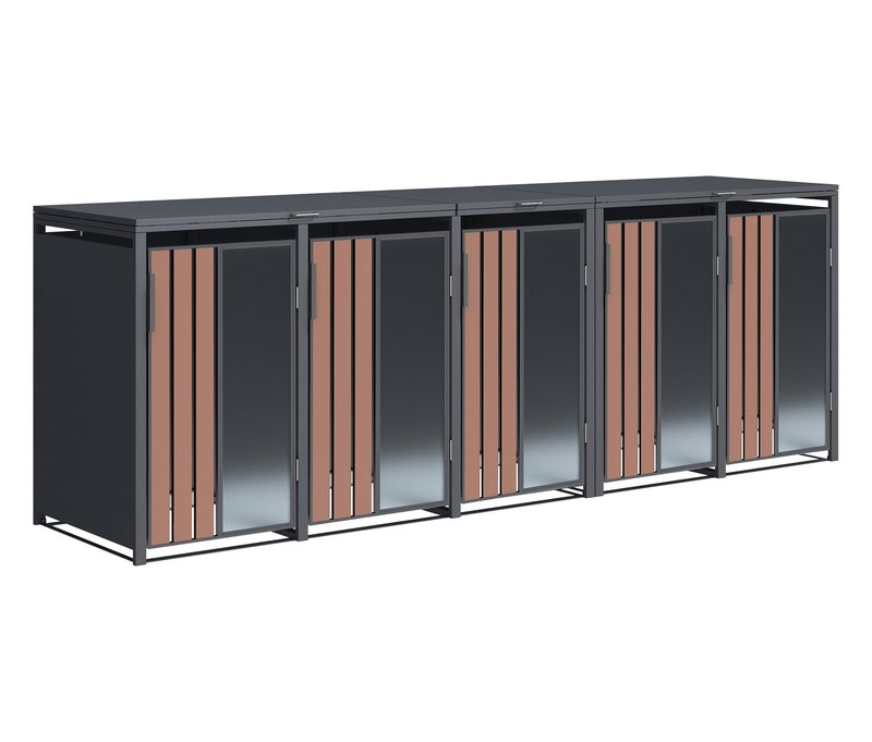 Tchibo - Mülltonnenbox - 330x80x116cm - anthrazit - Stahl / Acryl / Holz