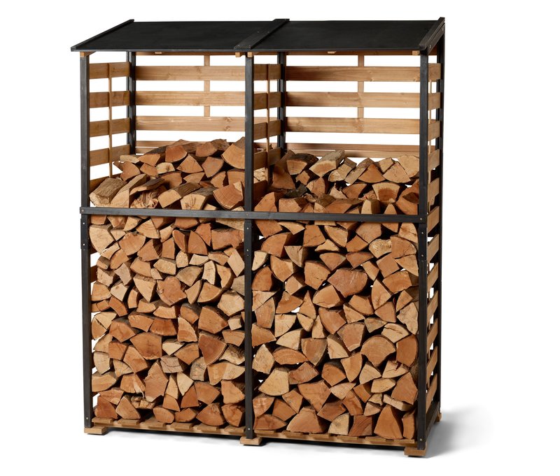 Tchibo - Kaminholzunterstand mit Rückwand - 145x64x180cm - schwarz - Holz / Stahl / Polypropylen