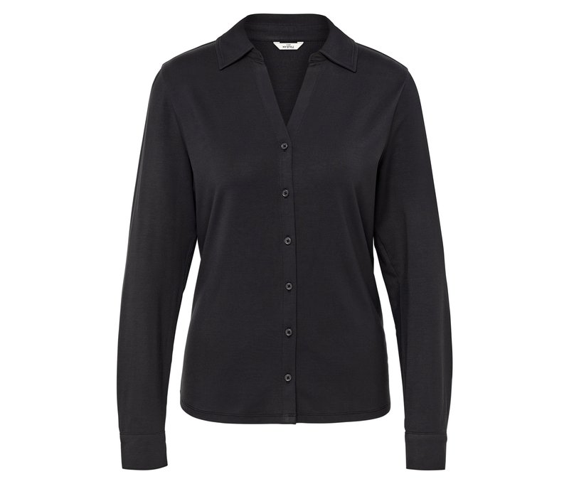 Tchibo - Blusenshirt mit Knopfleiste - Damen - Gr. L - anthrazit