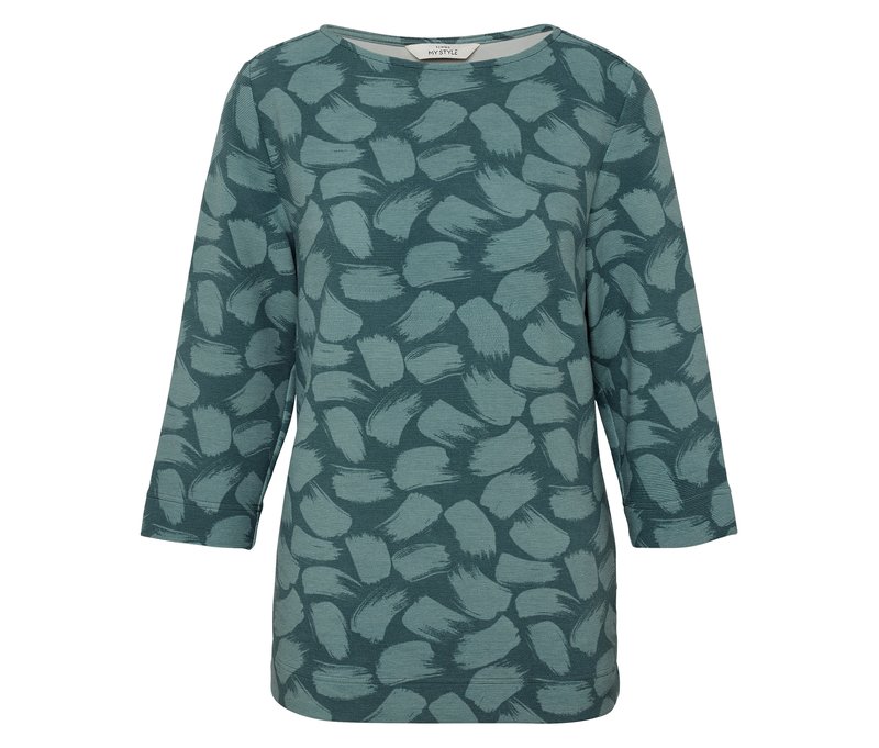 Tchibo - Strukturiertes Shirt - Damen - Gr. XL - blau/print