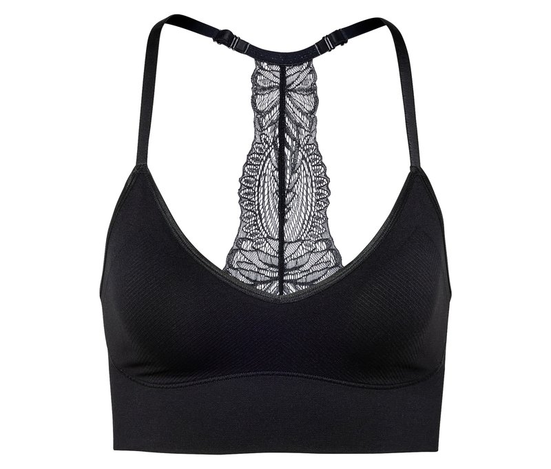 Tchibo - Seamless-Bustier mit Spitze - Damen - Gr. S - schwarz