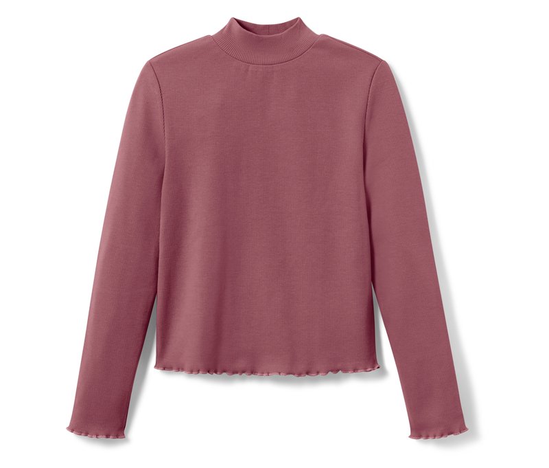 Tchibo - Kinder-Langarm-Rippshirt - Mädchen - Gr. 122/128 - dunkelrosa