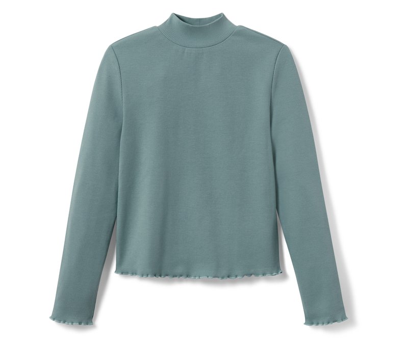 Tchibo - Kinder-Langarm-Rippshirt - Mädchen - Gr. 158/164 - grün
