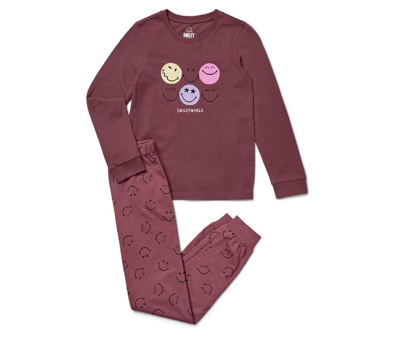 Tchibo - Kinder-Pyjama Smileyworld® - Mädchen - Gr. 134/140 - schwarz/print
