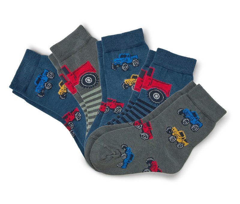 Tchibo - 5 Paar Kinder-Socken - Herren - Gr. 23-26 - dunkelblau/jacquard