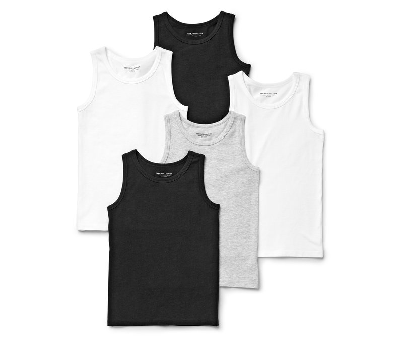 Tchibo - 5 Kinder-Unterhemden - Jungen - Gr. 146/152 - schwarz