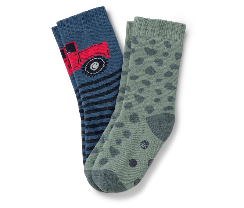Tchibo - 2 Paar Kinder-Antirutsch-Socken - Herren - Gr. 23-26 - dunkelblau/jacquard