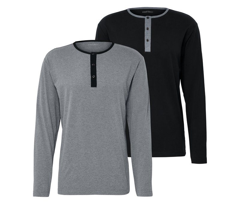 Tchibo - 2 Pyjama-Shirts - Herren - Gr. L - schwarz