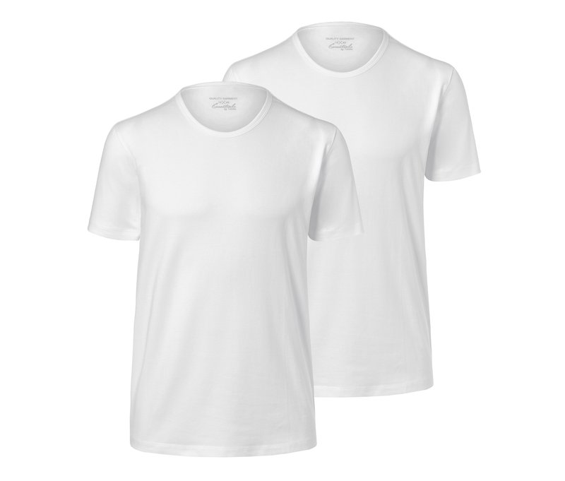 Tchibo - 2 Jersey-Halbarm-Unterhemden - Herren - Gr. M/5 - weiß