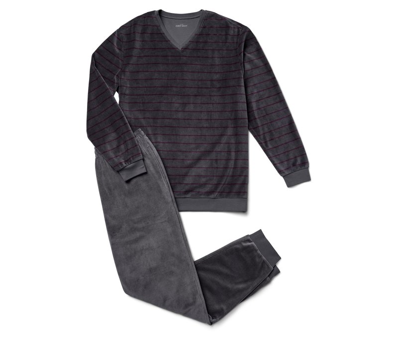 Tchibo - Nicki-Pyjama - Herren - Gr. S - bordeaux/gestreift