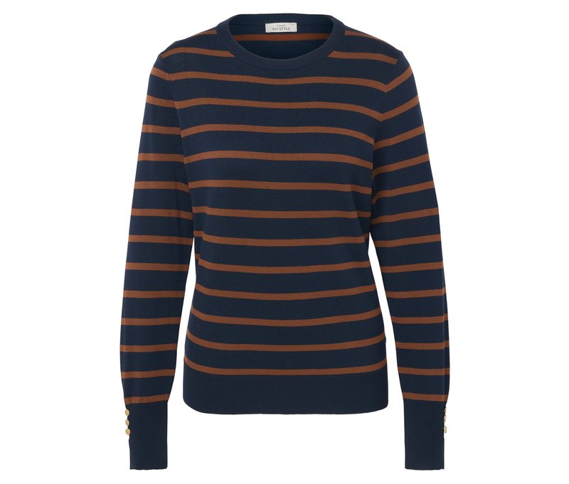 Tchibo - Feinstrickpullover - Damen - Gr. L - dunkelblau/gestreift