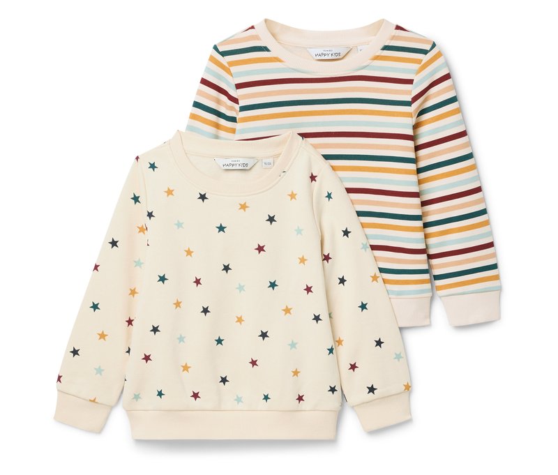 Tchibo - 2 Kinder-Sweatshirts mit angerauter Innenseite - Newborn - Gr. 50/56 - creme/print