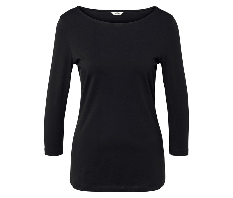 Tchibo - Shirt mit 3/4-Arm - Damen - Gr. S - schwarz