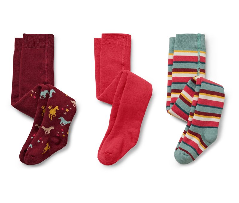 Tchibo - 3 Kinder-Thermostrumpfhosen - Mädchen - Gr. 134/140 - weinrot