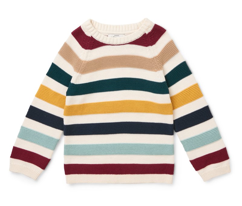 Tchibo - Kinder-Strickpullover - Herren - Gr. 86/92 - weiß/gestreift