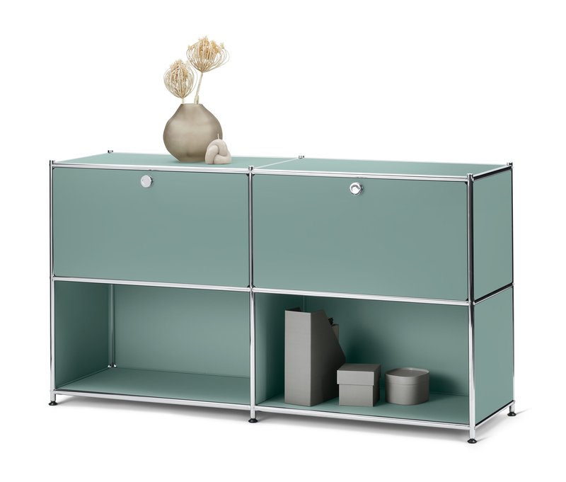 Tchibo - Sideboard Metall »Cn3« mit 2 versetzbaren Klappenfächern - 152x40x82,5cm - chrom - Stahl / Aluminium / Kunststoff