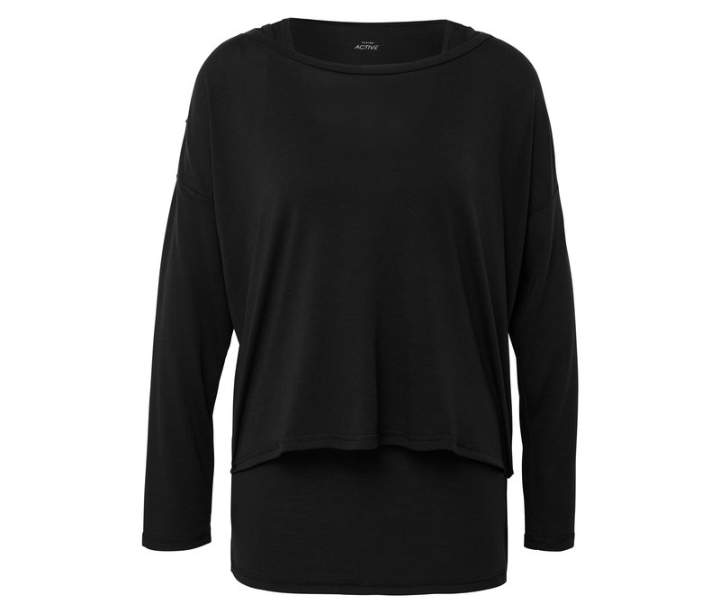 Tchibo - 2-in-1-Sportshirt - Damen - Gr. L - schwarz