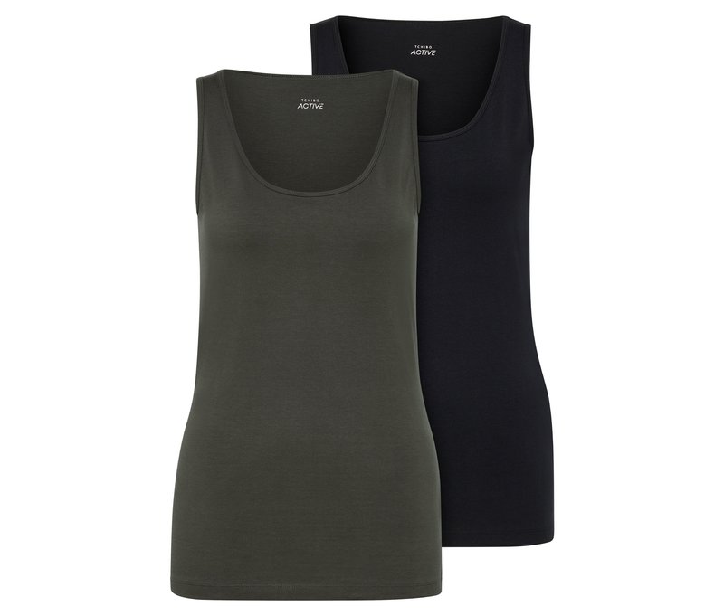 Tchibo - 2 Tops - Damen - Gr. XS - olivgrün
