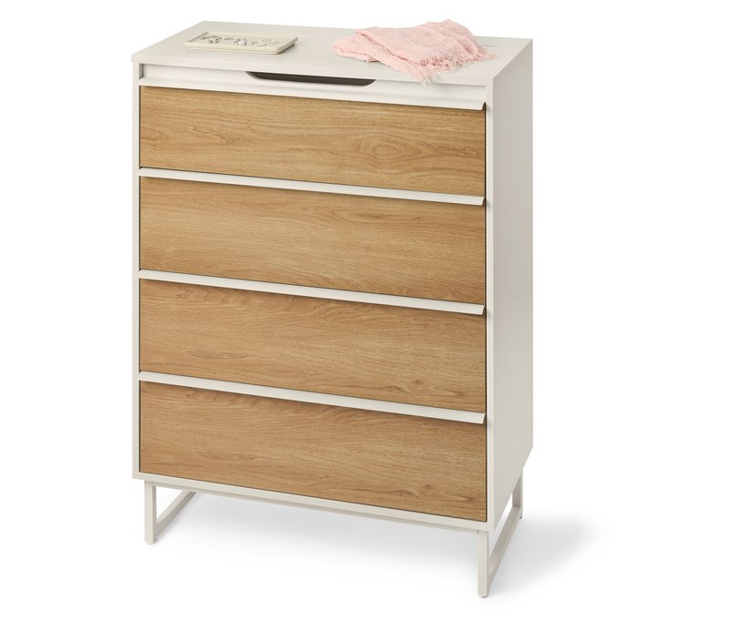 Tchibo - Kommode »Leeg« mit 4 Schubladen und Spiegel - 80x40x107,6cm - hellgrau - Holz / Stahl