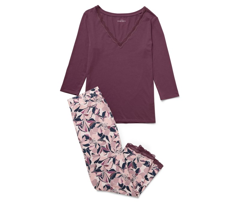 Tchibo - Pyjama-Set - Damen - Gr. M - dunkellila