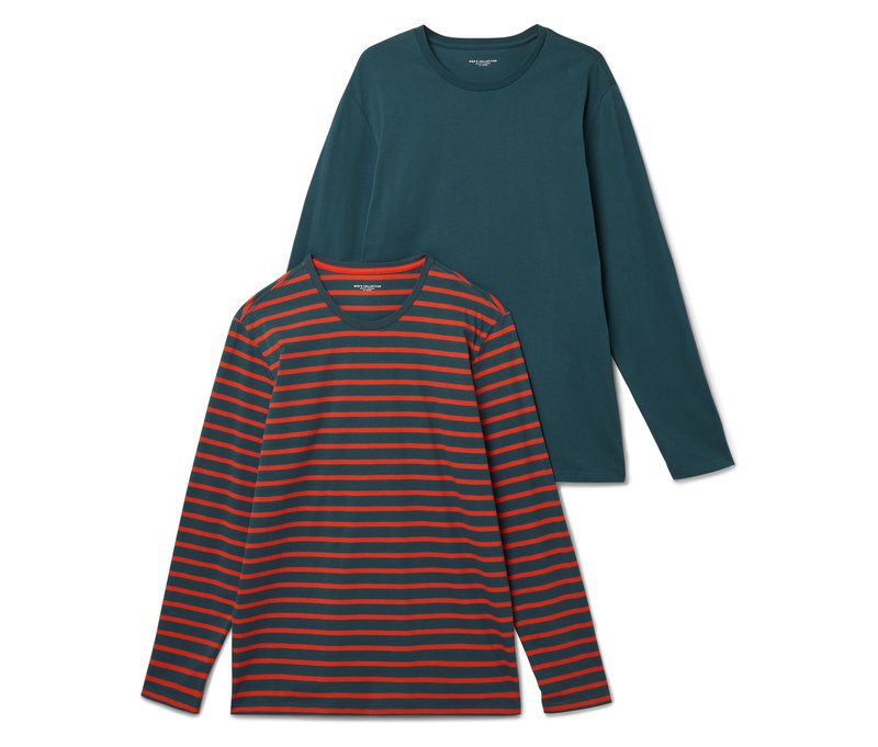 Tchibo - 2 Langarmshirts - Herren - Gr. 3XL - orange/gestreift