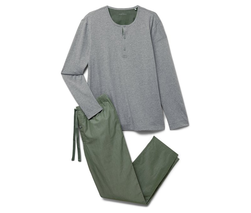 Tchibo - Pyjama-Set mit gewebter Hose - Herren - Gr. S - grau