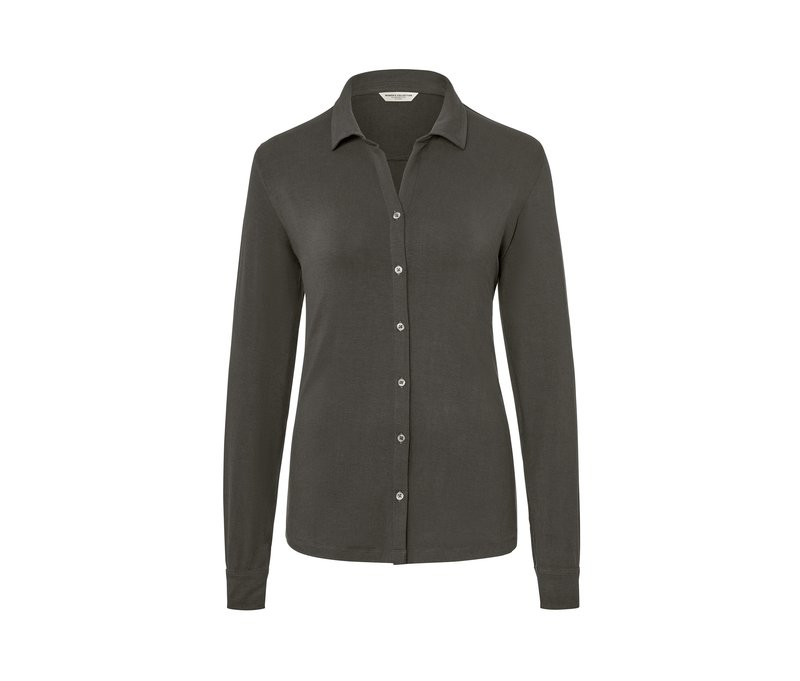 Tchibo - Blusenshirt mit Knopfleiste - Damen - Gr. XL - dunkelgrün