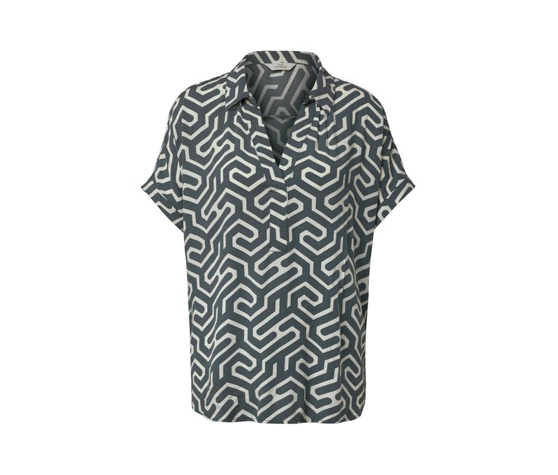 Tchibo - Bedruckte Bluse - Damen - Gr. 36 - dunkelgrün