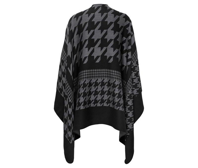 Tchibo - Poncho mit Hahnentritt-Jacquard - schwarz