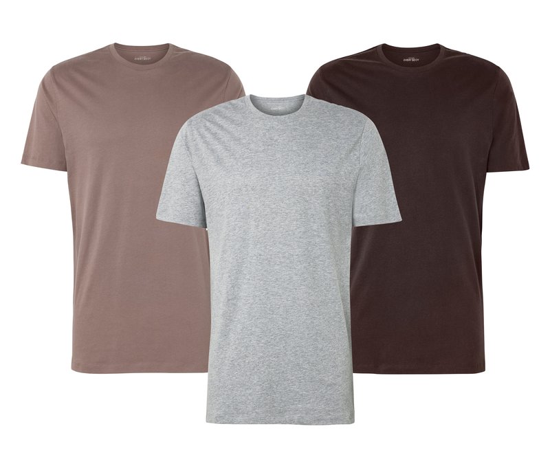 Tchibo - 3 T-Shirts mit Rundhalsausschnitt - Herren - Gr. M - dunkelbraun