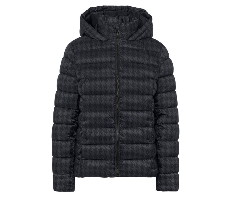 Tchibo - Bedruckte Steppjacke mit Kapuze - Damen - Gr. 38 - schwarz/print