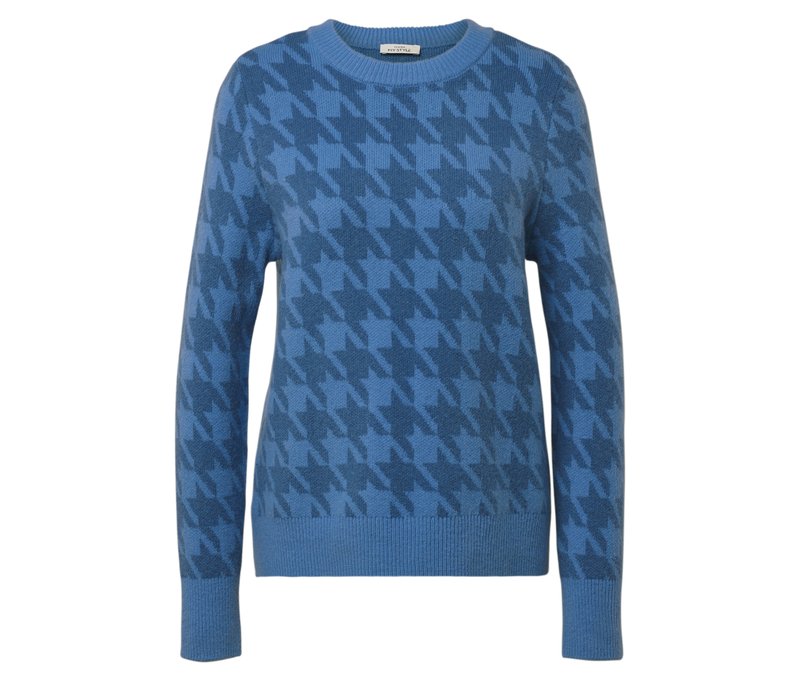 Tchibo - Strickpullover mit Hahnentritt-Jacquard - Damen - Gr. XL - blau/jacquard