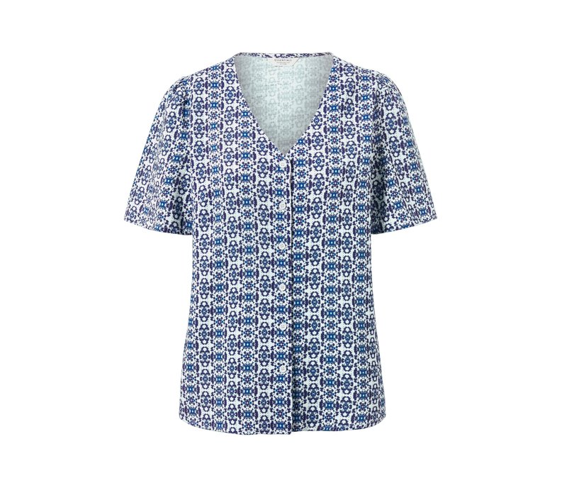 Tchibo - Bluse mit Alloverprint - Damen - Gr. 46 - blau/print