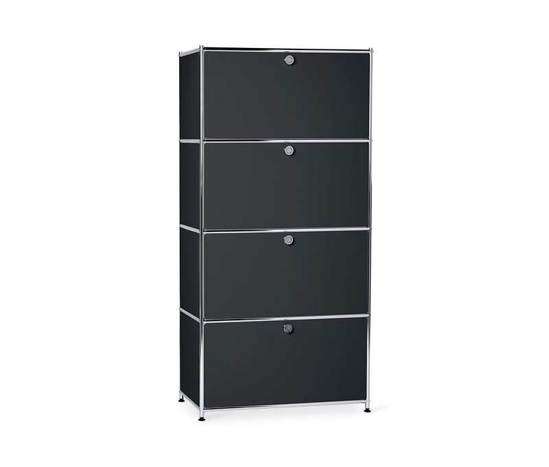 Tchibo - Highboard Metall »Cn3« mit 4 Klappenfächern - 77x40x158,5cm - schwarz - Stahl / Aluminium / Kunststoff