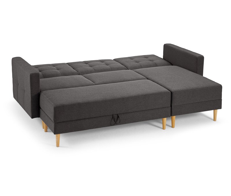 Tchibo - Federkern-Eckschlafsofa mit Stauraumbank - dunkelgrau