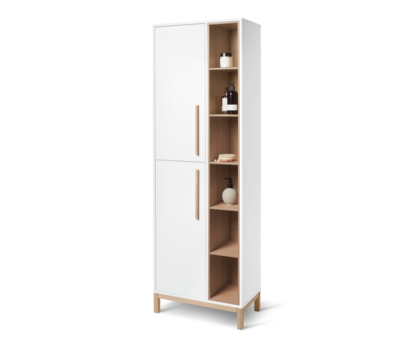 Tchibo - Bad-Hochschrank »Eklund« mit Seitenfach - 62,5x35x190cm - braun - Holz / Eichenholz