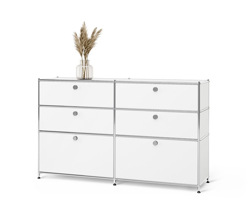 Tchibo - Kommode Metall »Cn3« mit 6 Schubladen - 152x40x84,5cm - chrom - Stahl / Aluminium / Kunststoff