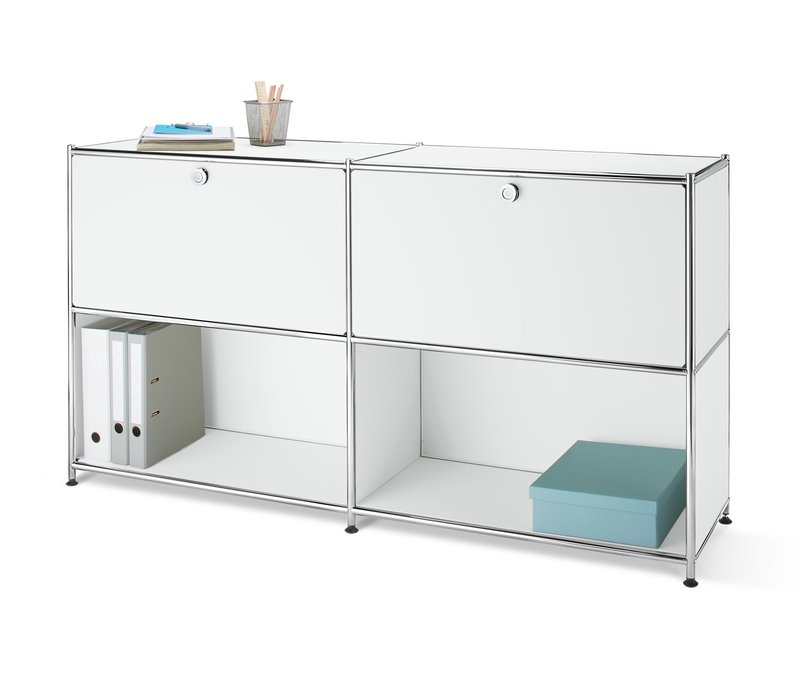 Tchibo - Sideboard Metall »Cn3« mit versetzbaren Klappenfächern - 152x40x82,5cm - chrom - Stahl / Aluminium / Kunststoff