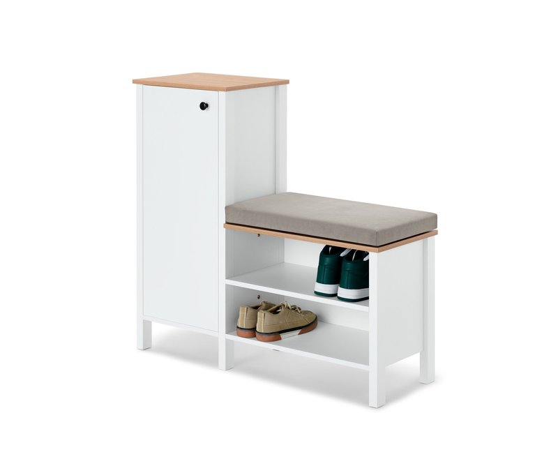 Tchibo - Sitzbank mit Schuhschrank - 107x37x100cm - hellgrau - Holz / Polyester / Metall