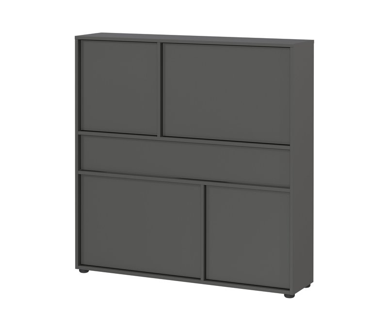 Tchibo - Ameca Mehrzweckschrank mit 4 Türen und einer Schublade - 110x25x107cm - grau - Holz