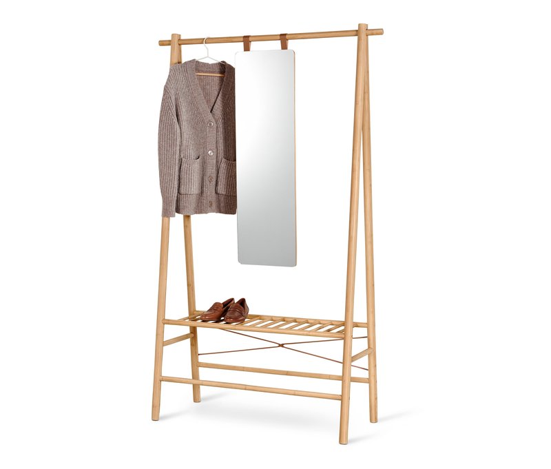 Tchibo - Garderobe mit Spiegel - 113x45,5x181cm - naturfarben - Bambusholz / Glas / Polyurethan