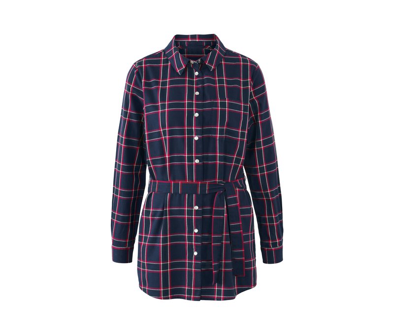 Tchibo - Karierte Longbluse aus Baumwoll-Flanell - Damen - Gr. 40 - dunkelblau/kariert