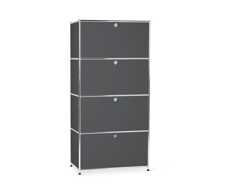 Tchibo - Highboard Metall »Cn3« mit 4 Klappenfächern - 77x40x158,5cm - chrom - Stahl / Aluminium / Kunststoff
