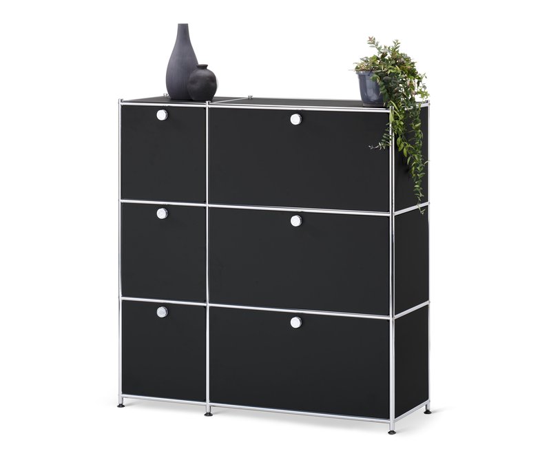 Tchibo - Kommode »Cn3« mit 6 Klappen - 115,5x40x120,5cm - schwarz - Stahl / Aluminium / Kunststoff