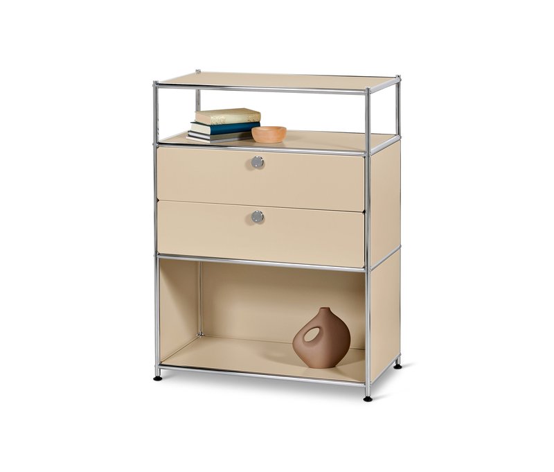 Tchibo - Kommode Metall »Cn3« mit 2 Schubladen - 77x40x102cm - beige - Stahl / Aluminium / Kunststoff